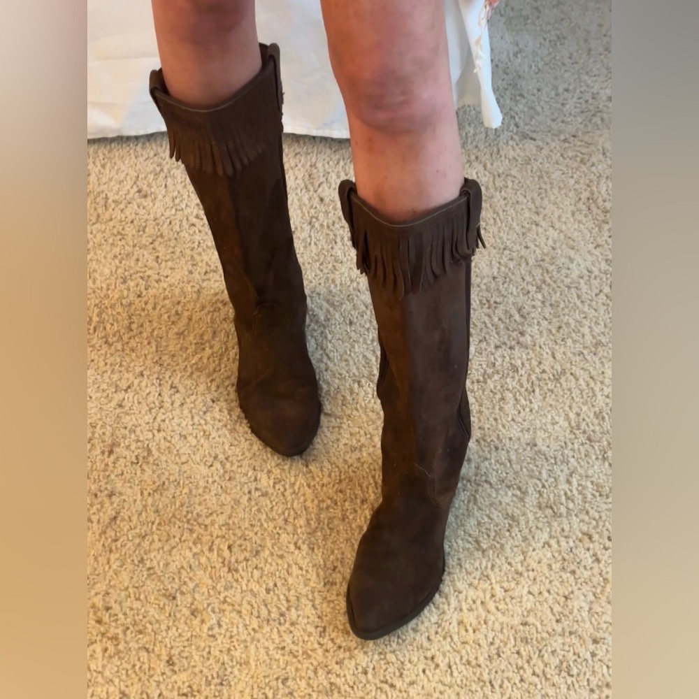 Vintage leather/suede fringe boots!